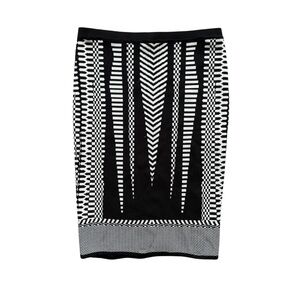 Jealous Tomato Tribal Geometric Pencil Skirt Women’s Size Large Black White